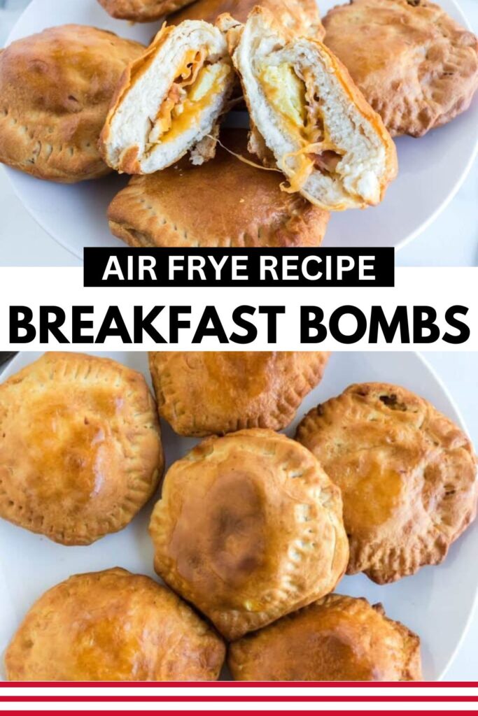 Air Fryer Breakfast Bombs in a collage of images