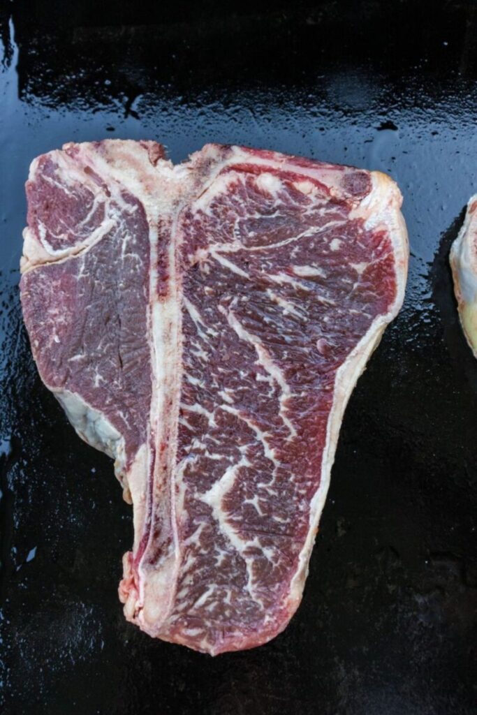 tbone steak on a blackstone grill