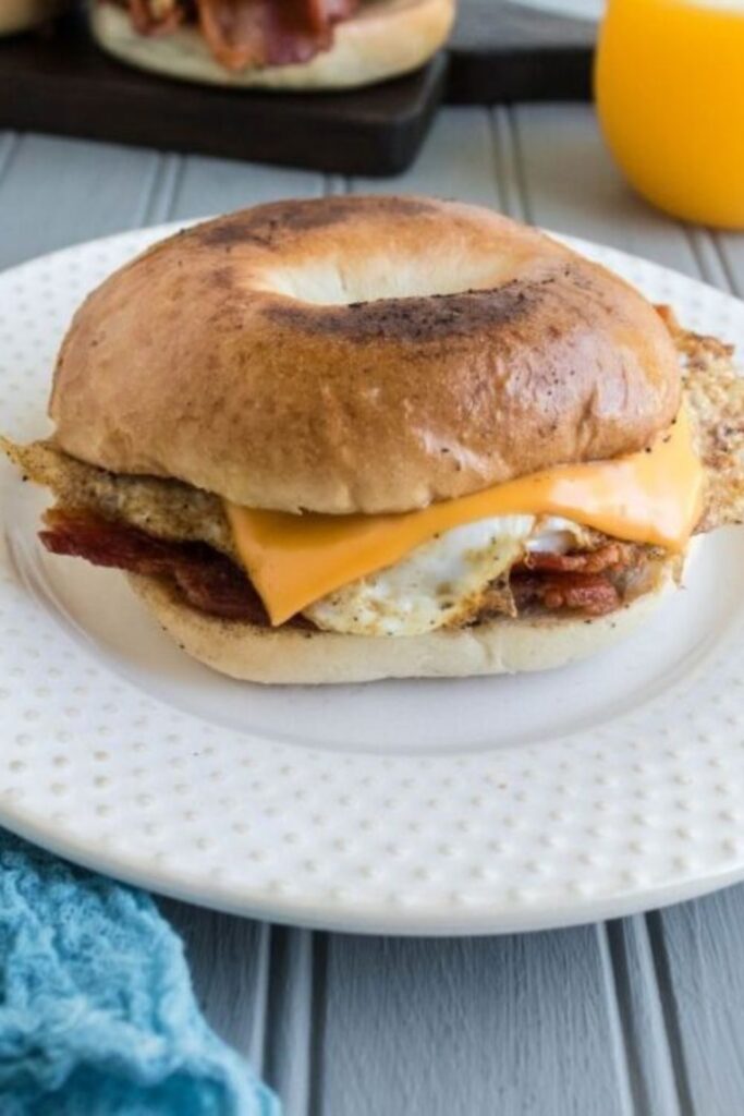 bagel breakfast sandwich on a plate