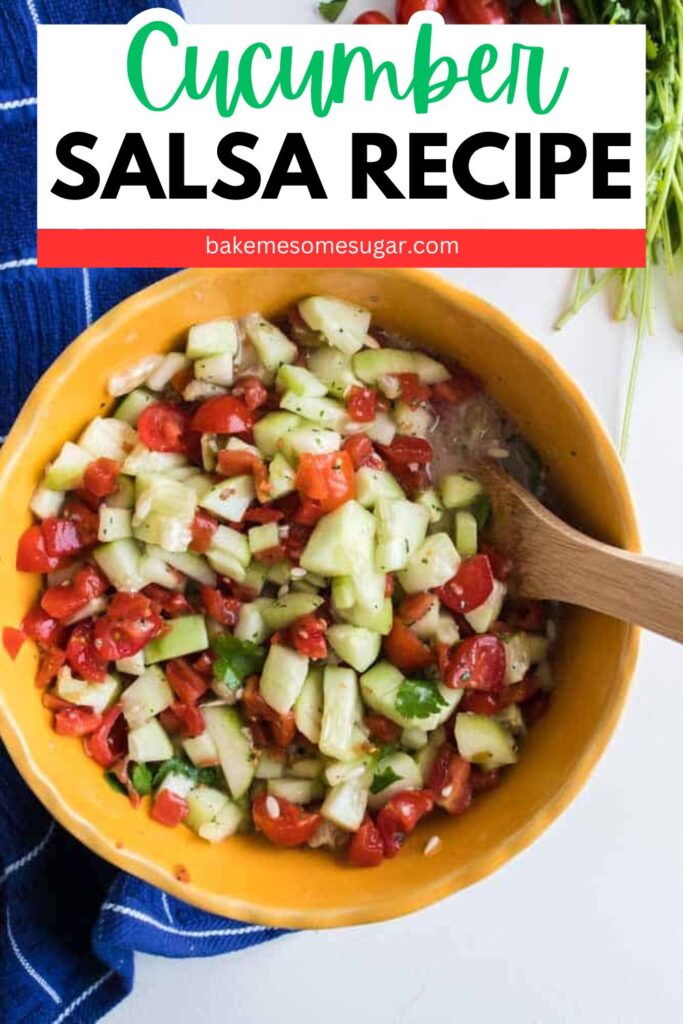Cucumber Tomato Salsa in a bowl on table