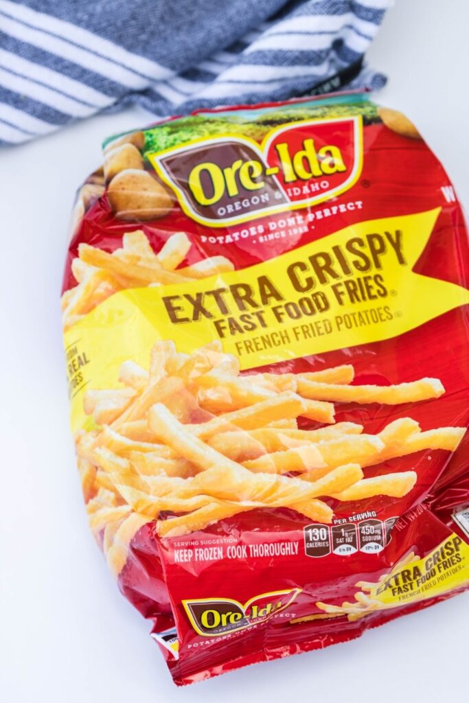 frozen french fries on table