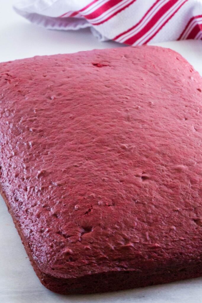 red velvet cake on marble counter