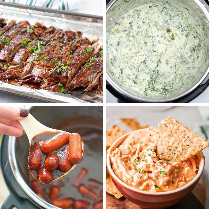 dinner and appetizers for football season collage