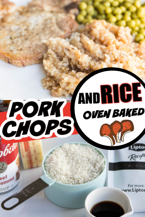 picture of pork chops and rice on plate