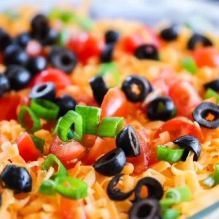 seven layer dip close up view