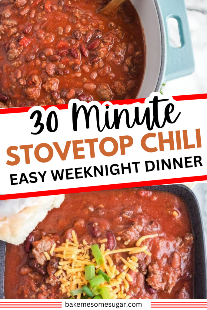 chili in a pan and chili in a bowl